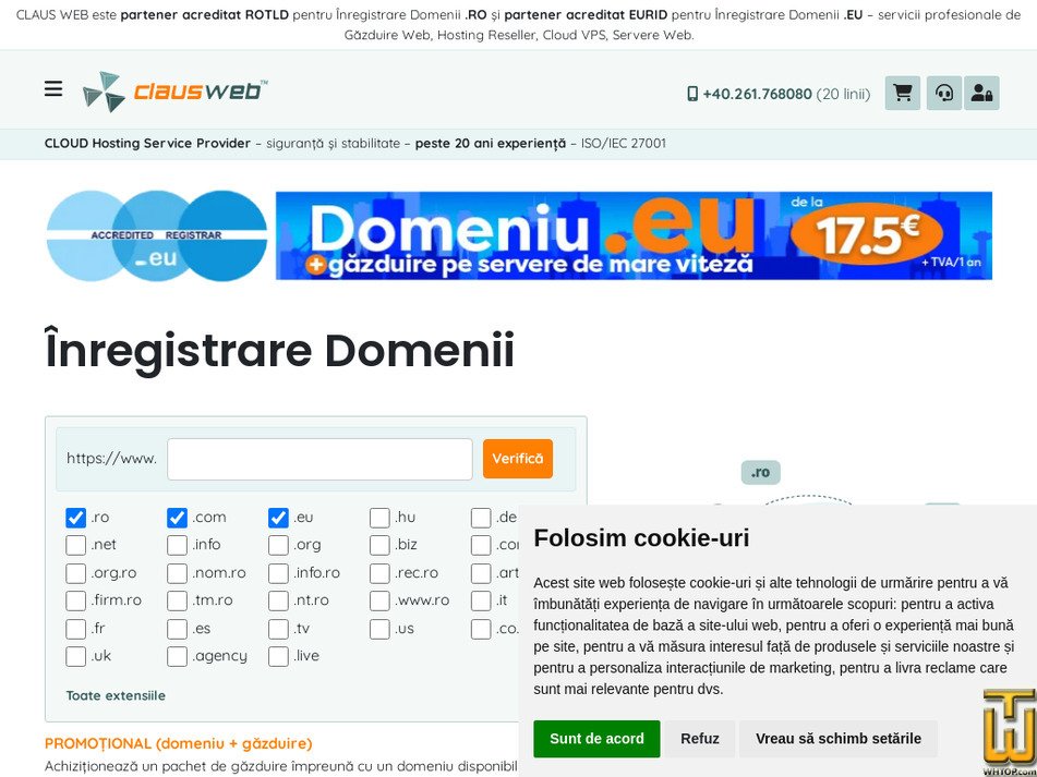 clausweb.ro captură ecran
