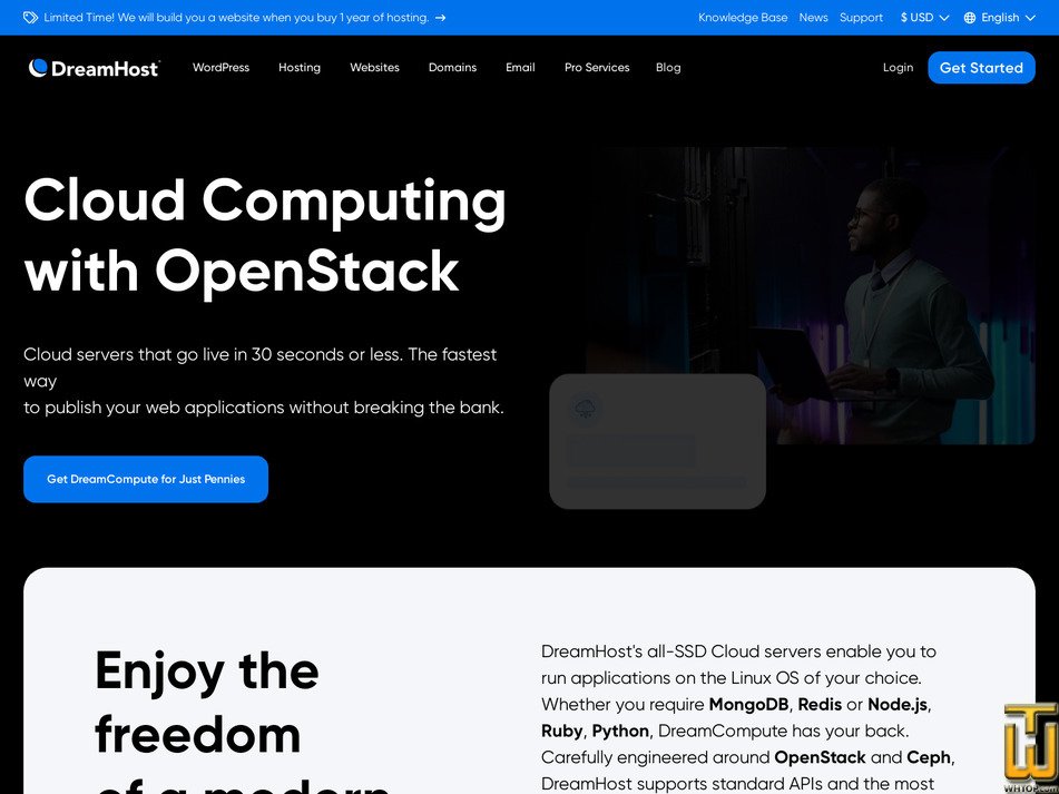 Taken on 24 July, 2025 screenshot of DreamCompute 512MB from dreamhost.com