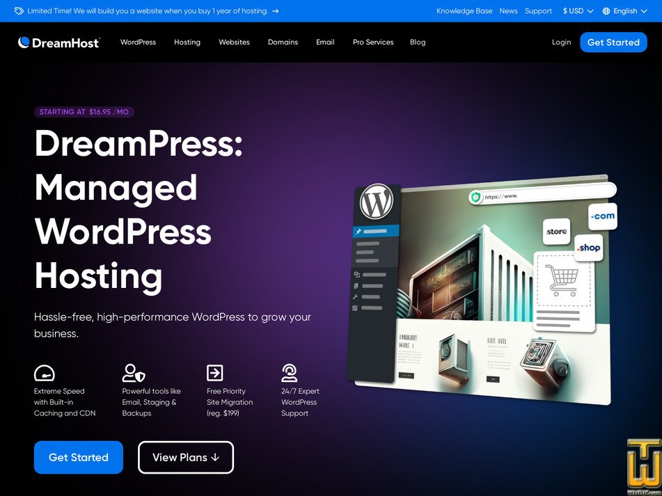 screenshot of DreamPress Pro from dreamhost.com