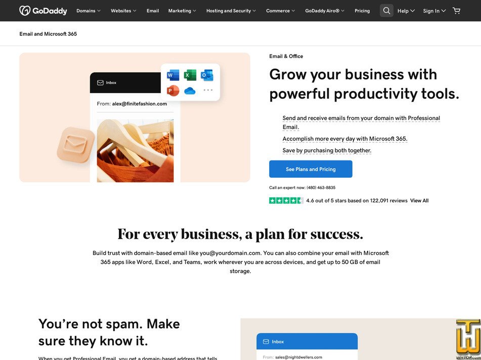 screenshot of Microsoft 365 Secure Online Essentials from godaddy.com