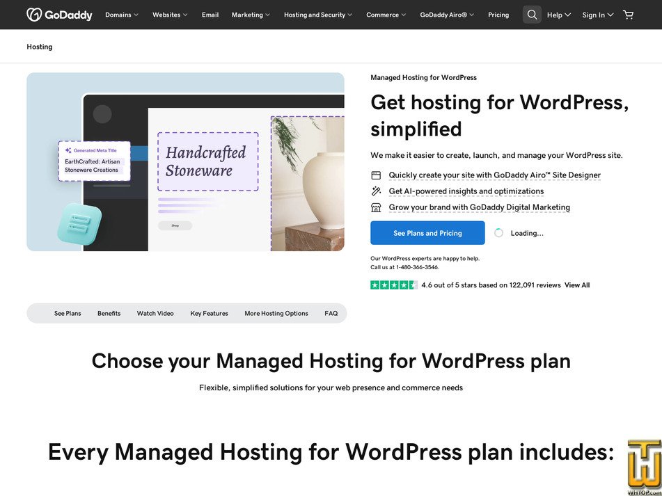 screenshot of Hosting for WordPress Ultimate from godaddy.com