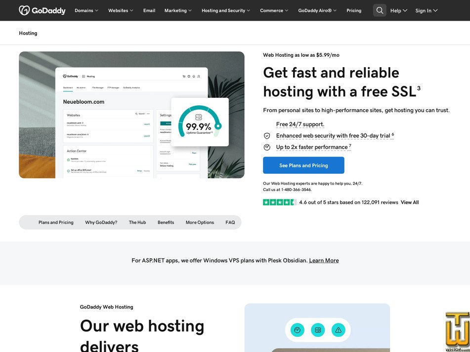 screenshot of Web Hosting Plus Enhance from godaddy.com