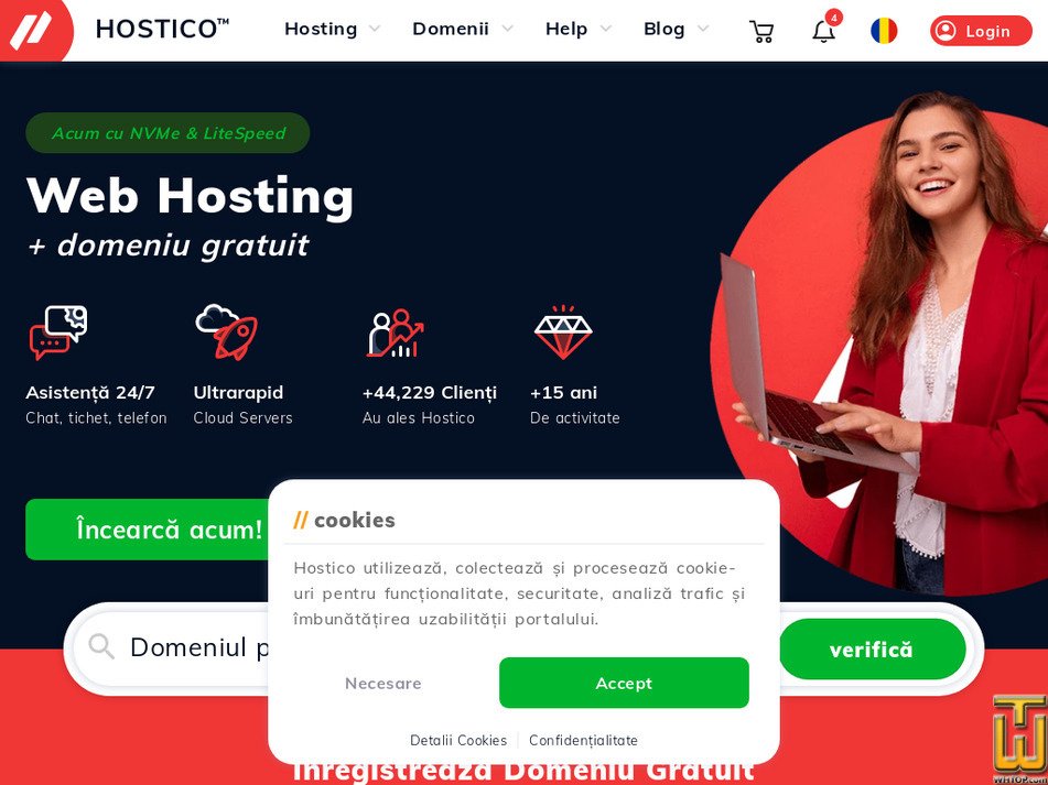 hostico.ro captură ecran