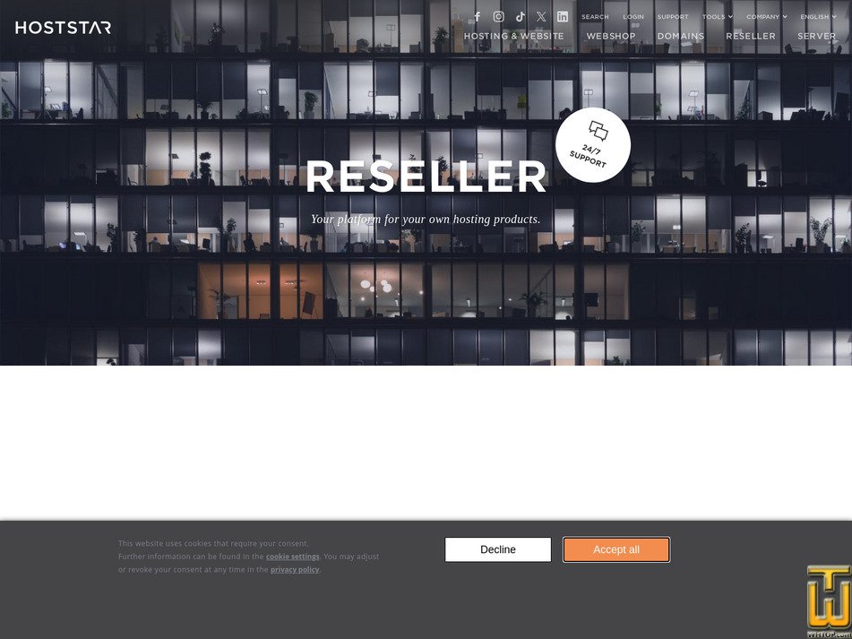 Taken on 30 September, 2025 screenshot of ResellerBiz from hoststar.ch