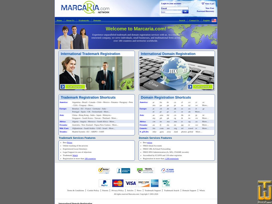 marcaria.com captura de pantalla