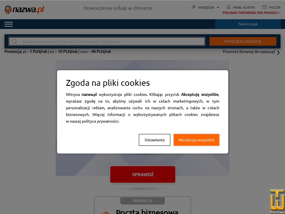 nazwa.pl zrzut ekranu