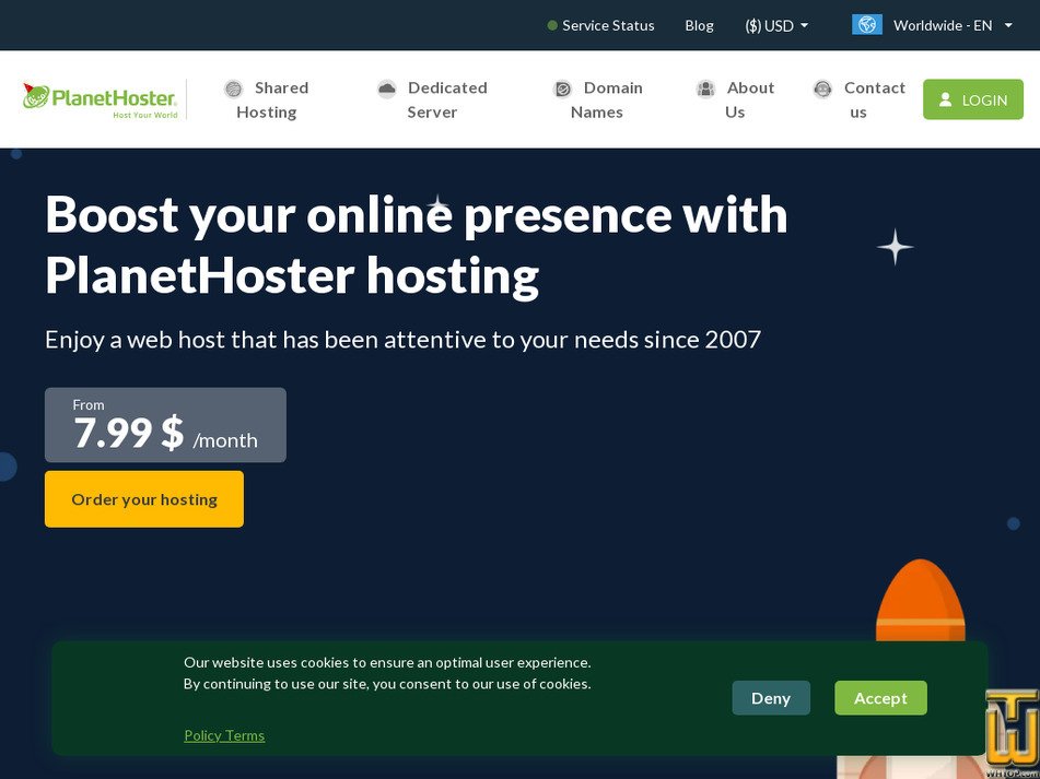 planethoster.com screenshot